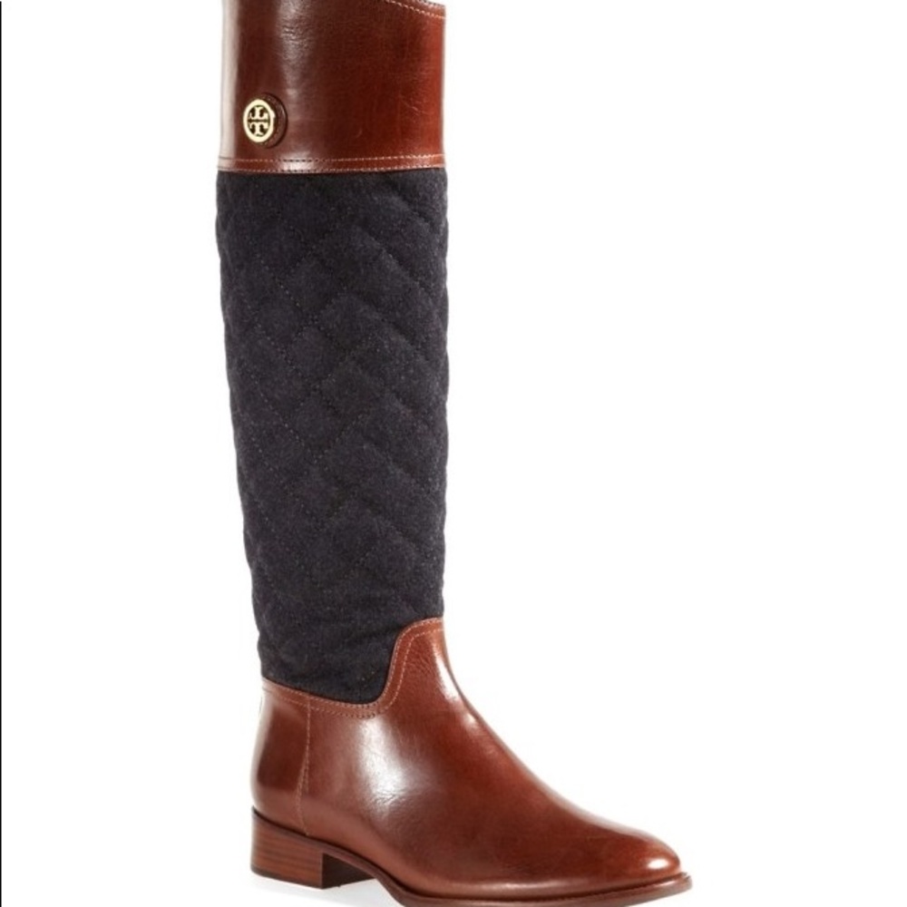 Quilted Navy Tory Burch Riding Boots
